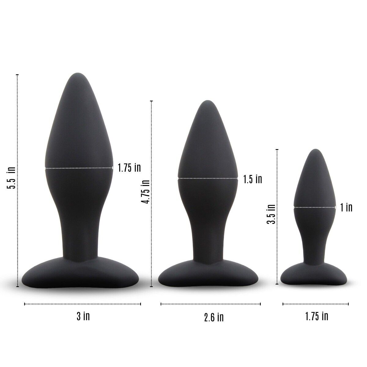 3 Piece Silicone Anal Trainer Training Set Anal Butt Plug Sex Toys for Men Women