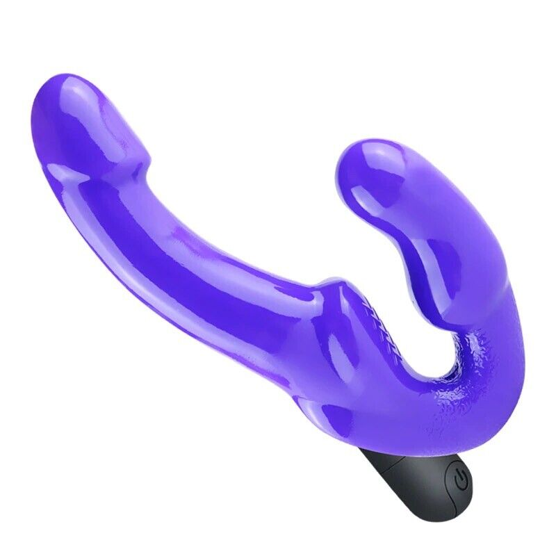Vibrating Strapless Strap On Dildo Vibrator Double Penetration Ended Dong