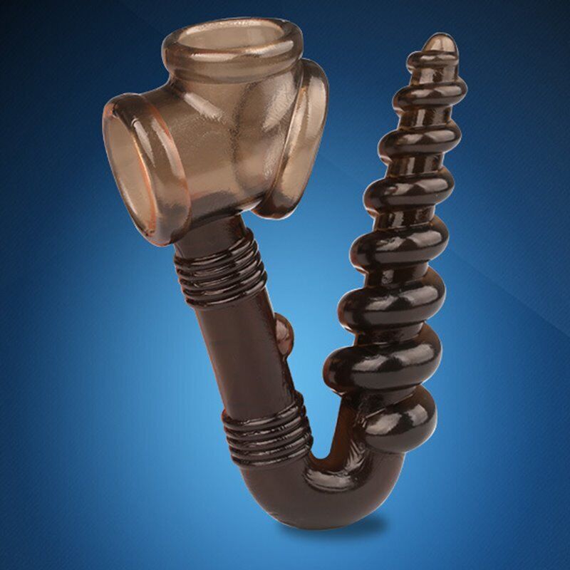 Male Erection Enhancer Penis Cock Balls Ring Cage with Anal Sex Butt Plug Toys