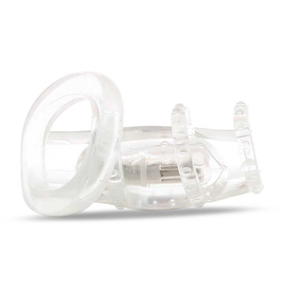 Clear Vibrating Power Cock Cage Penis Ring Sleeve Extension Girth Enhancer