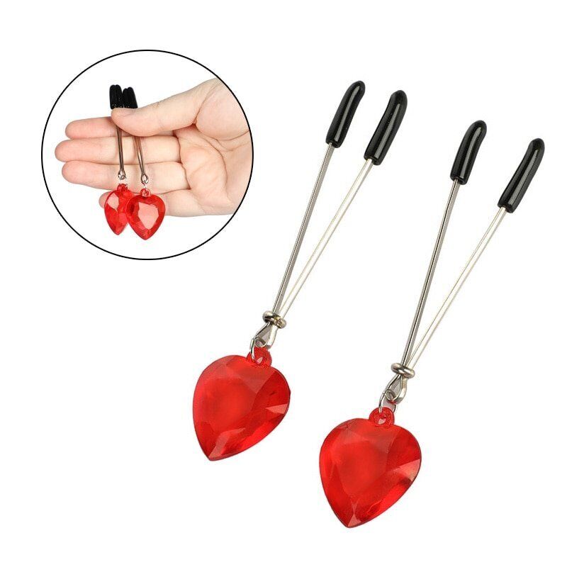 Adjustable Heart Breast Nipple Clamps Labia Clit Clip Bondage Sex-toy for Couple