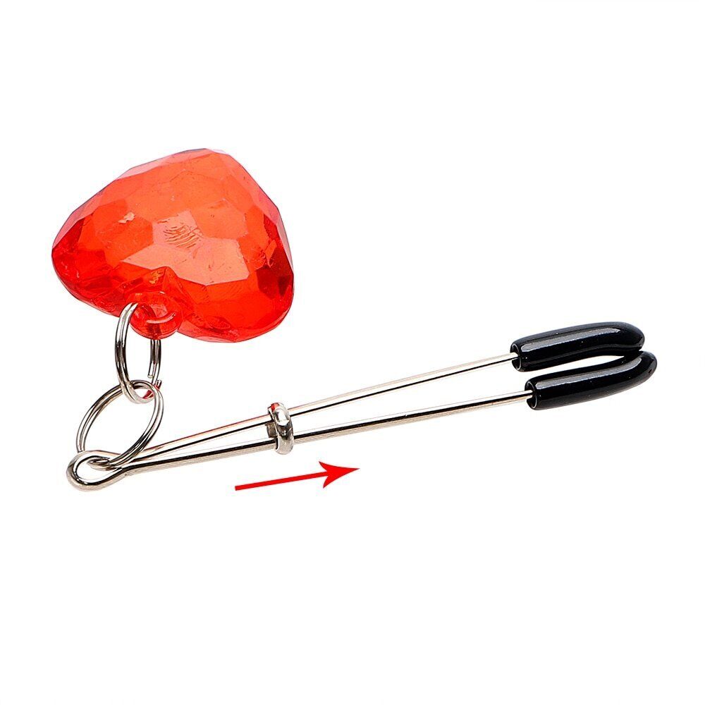 Adjustable Heart Breast Nipple Clamps Labia Clit Clip Bondage Sex-toy for Couple