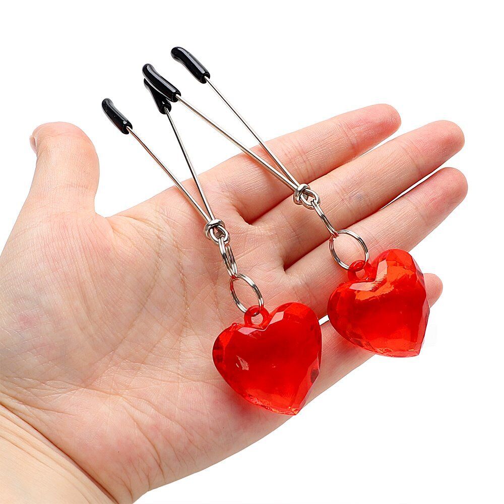 Adjustable Heart Breast Nipple Clamps Labia Clit Clip Bondage Sex-toy for Couple