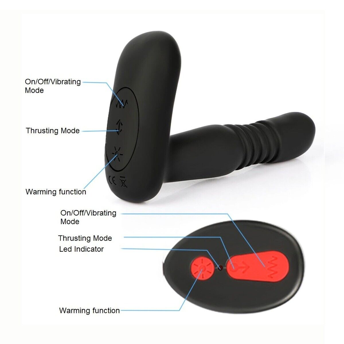 Wireless Warming Thrusting Anal Plug Vibe Prostate Massager for Men Women Couple