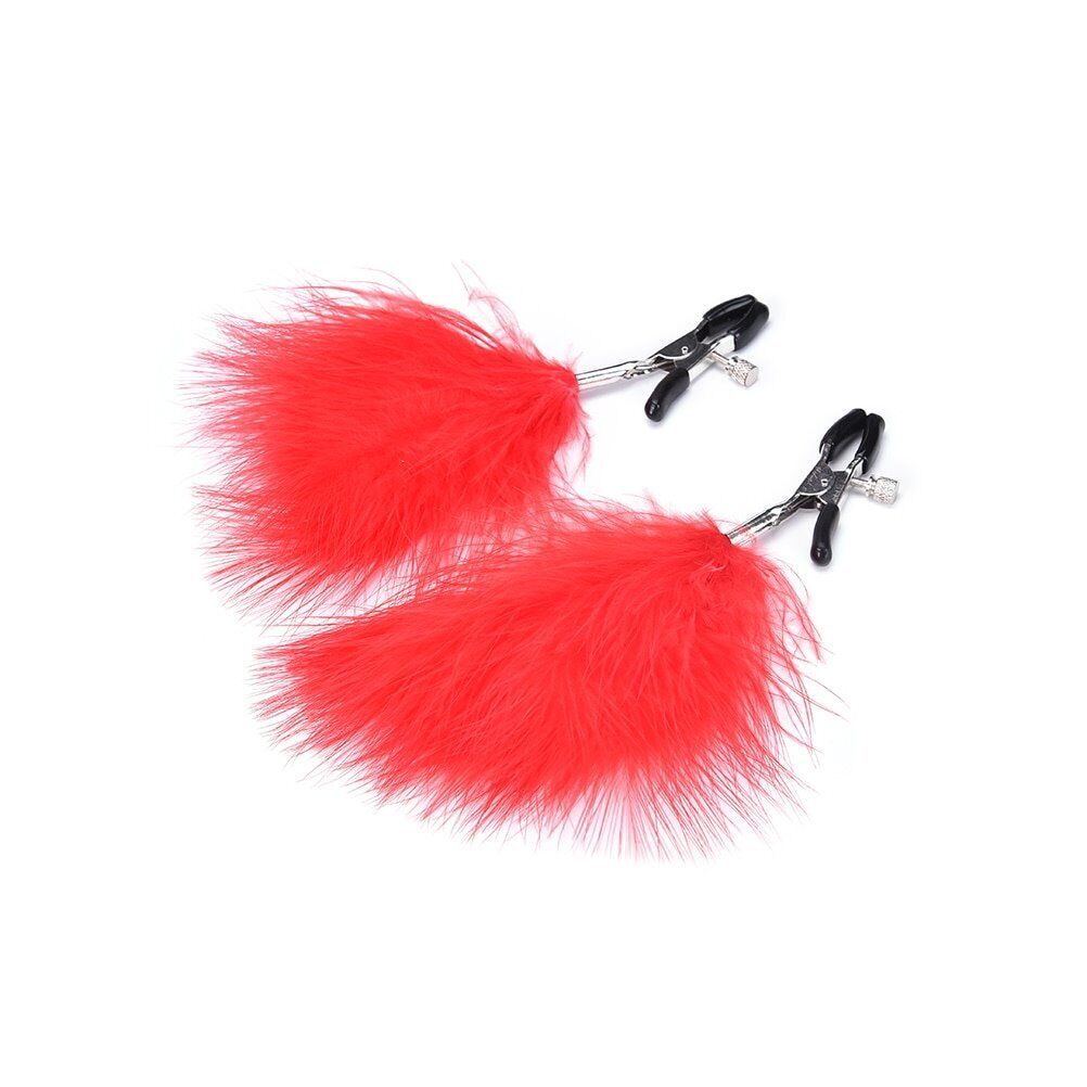Adjustable Feathered Feather Nipple Clamps SM Bondage Sex Toys for Couples