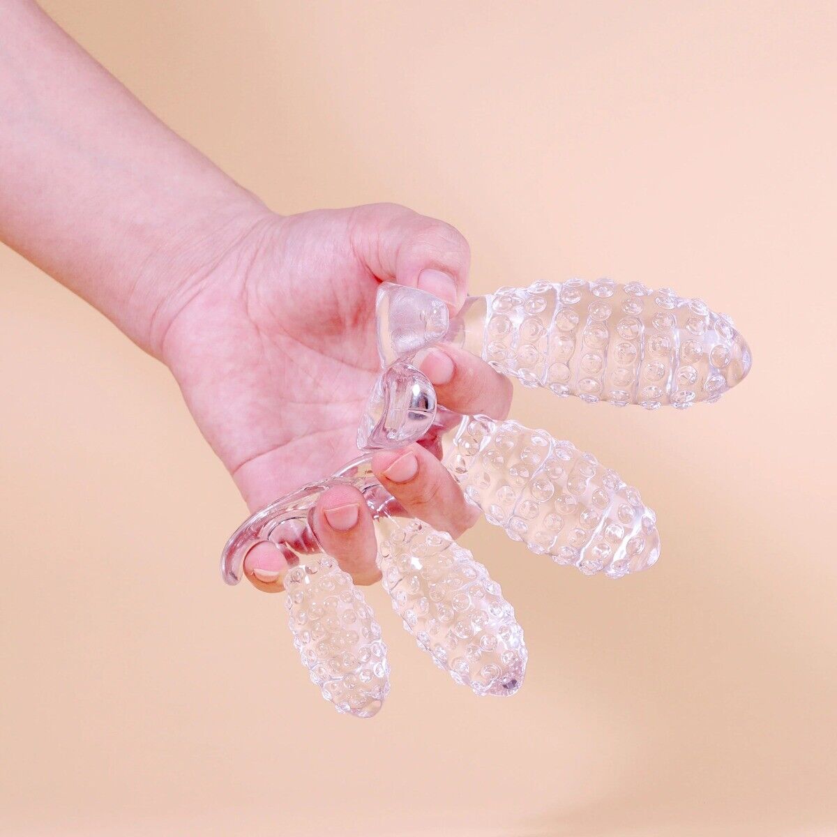 Soft squeezable Wearable Clear Nubby Anal Butt Plug Anal Play Sex Toys