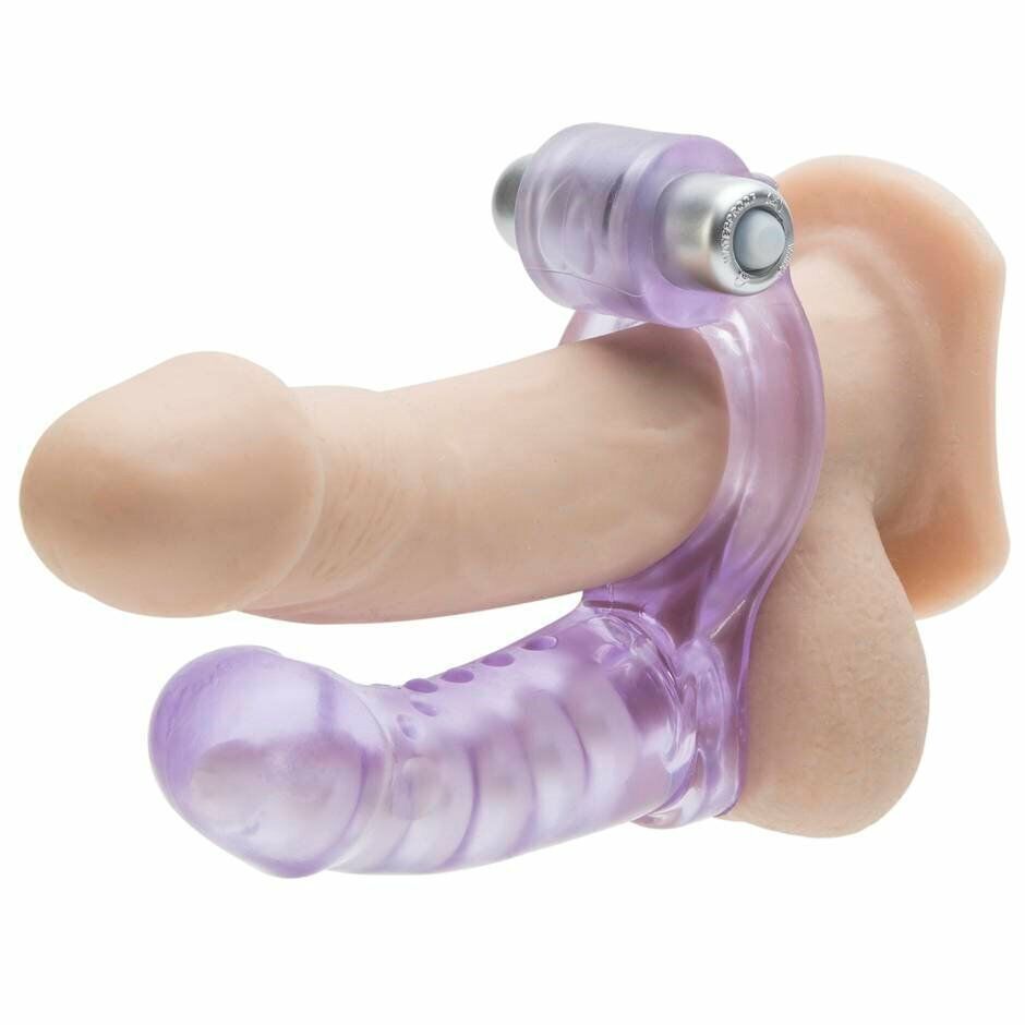 Vaginal Anal Double Penetrator Penetration DP Sex Toy Vibrating Penis Cock Ring
