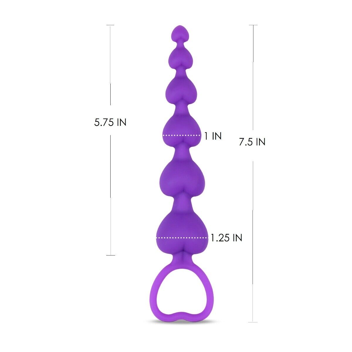 Purple Silicone Heart Booty Anal Beads Butt Plug Anal Play Train Sex Toys