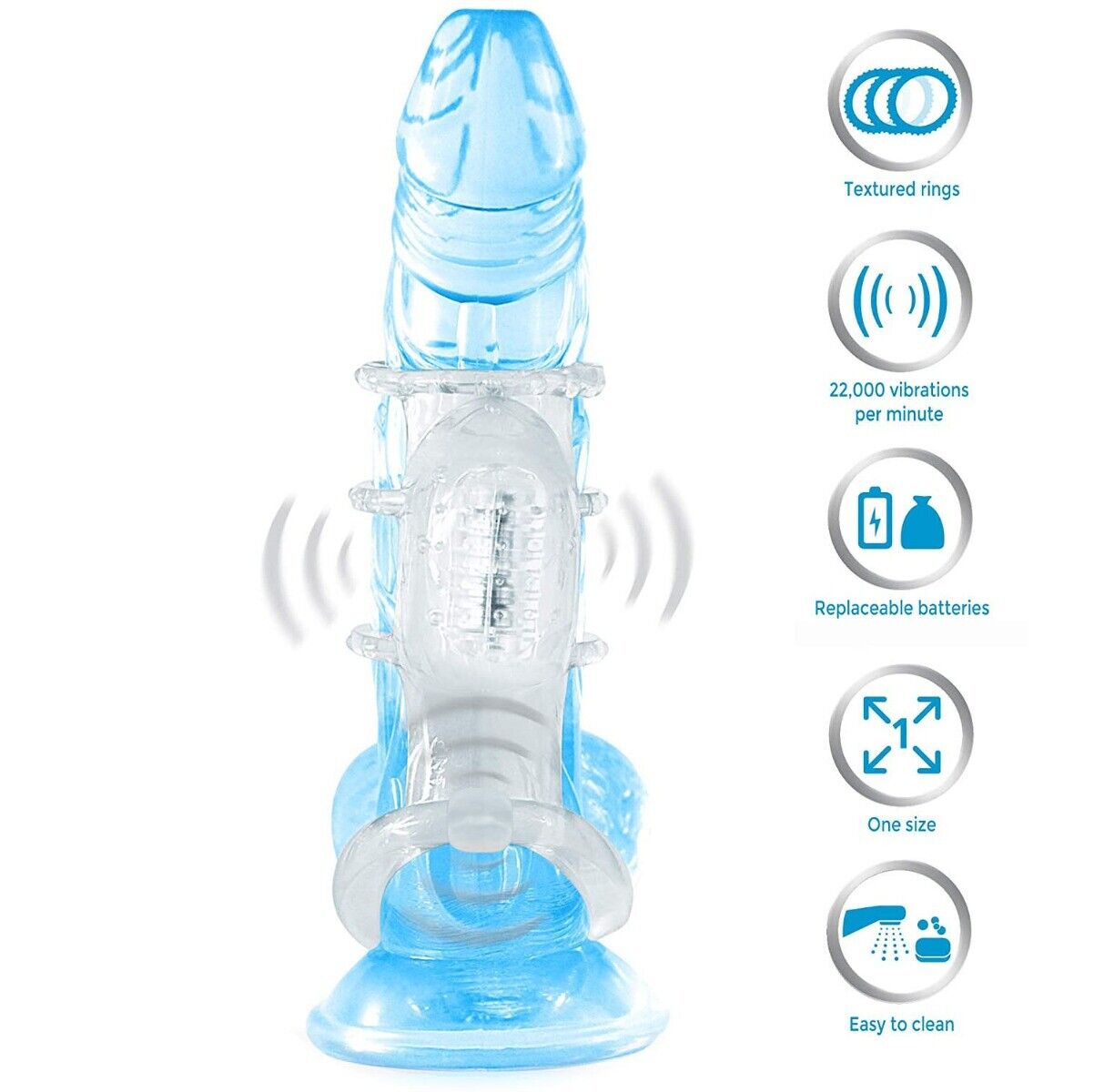 Dual Vibrating Cock Cage Male Enhancer Penis Ring Sleeve Sex-toys for Men Couple