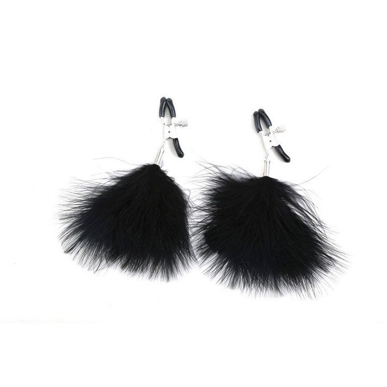 Adjustable Feathered Feather Nipple Clamps SM Bondage Sex Toys for Couples