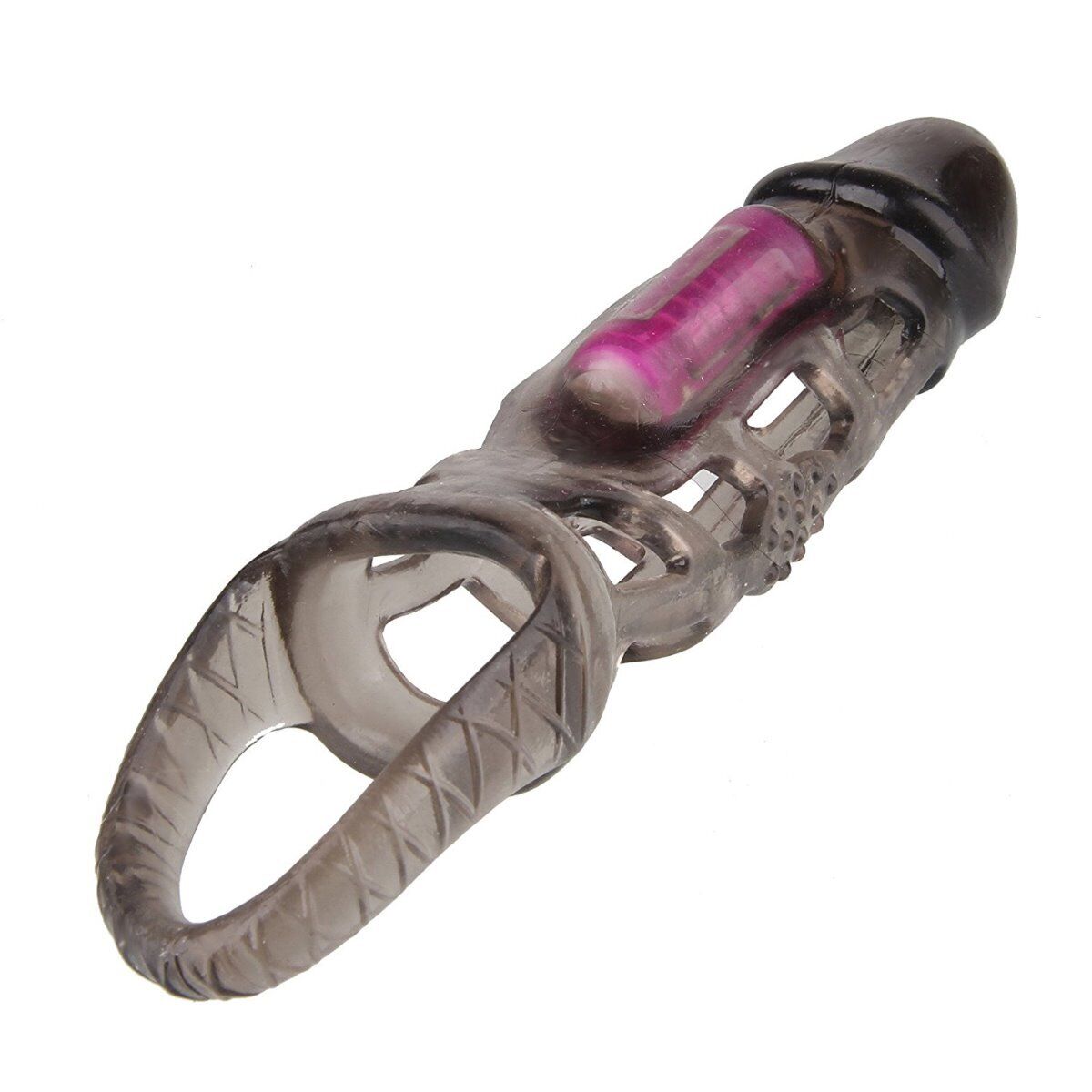 Stretchy Vibrating Male Penis Extension Extender Sleeve Sheath Cock Cage for Men