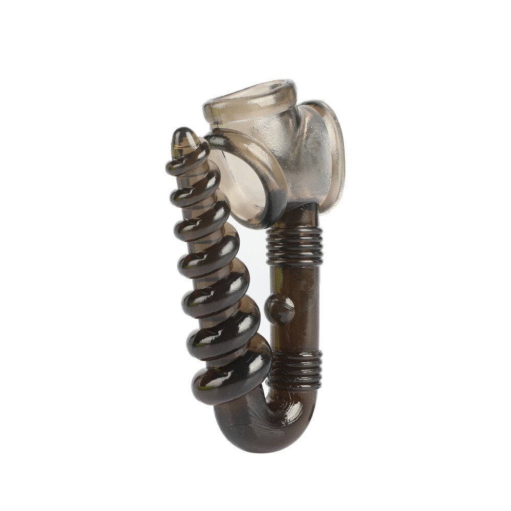 Male Erection Enhancer Penis Cock Balls Ring Cage with Anal Sex Butt Plug Toys