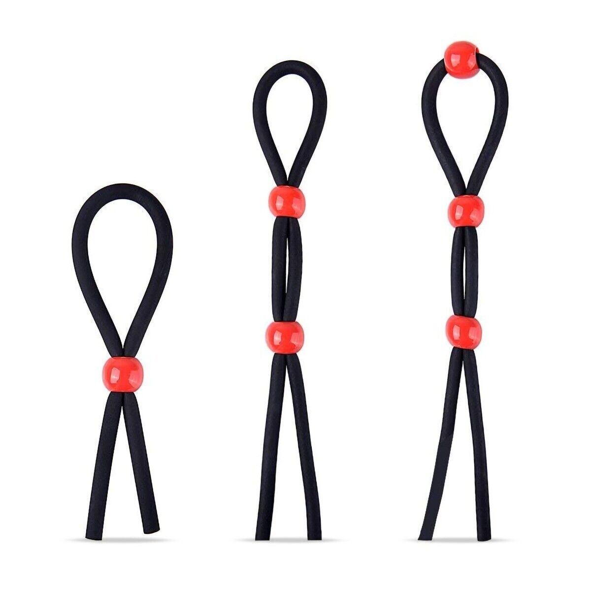 Stretchy Adjustable Silicone Lasso Penis Cock Ring Set of 3 Male Enhancer