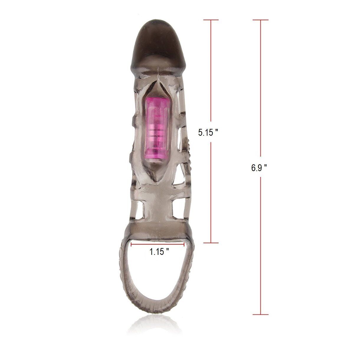 Stretchy Vibrating Male Penis Extension Extender Sleeve Sheath Cock Cage for Men