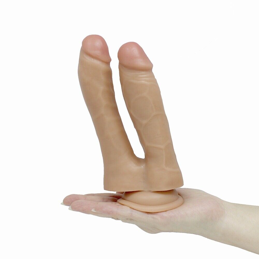 Realistic Vaginal Anal G-spot DP Sex Toy Dildo Dong Double Penetrator