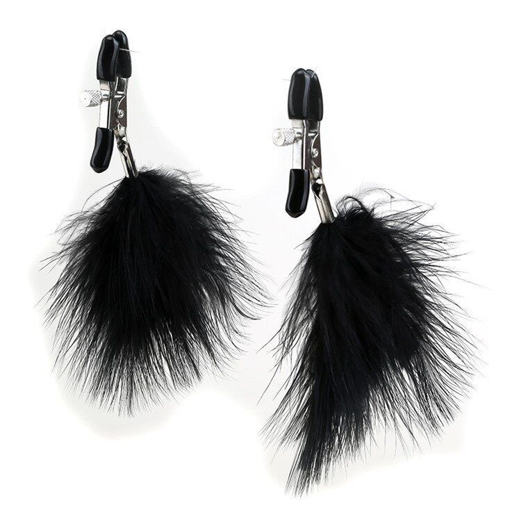 Adjustable Feathered Feather Nipple Clamps SM Bondage Sex Toys for Couples
