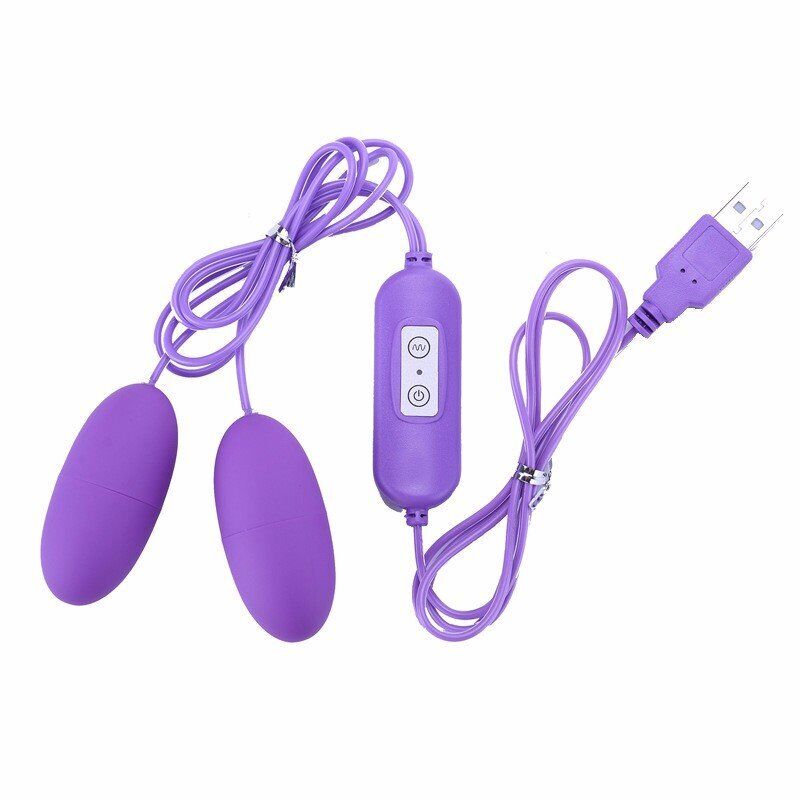 USB Powered Vibrating Double Dual Egg Bullet Clit Anal G-spot Vibe Vibrator