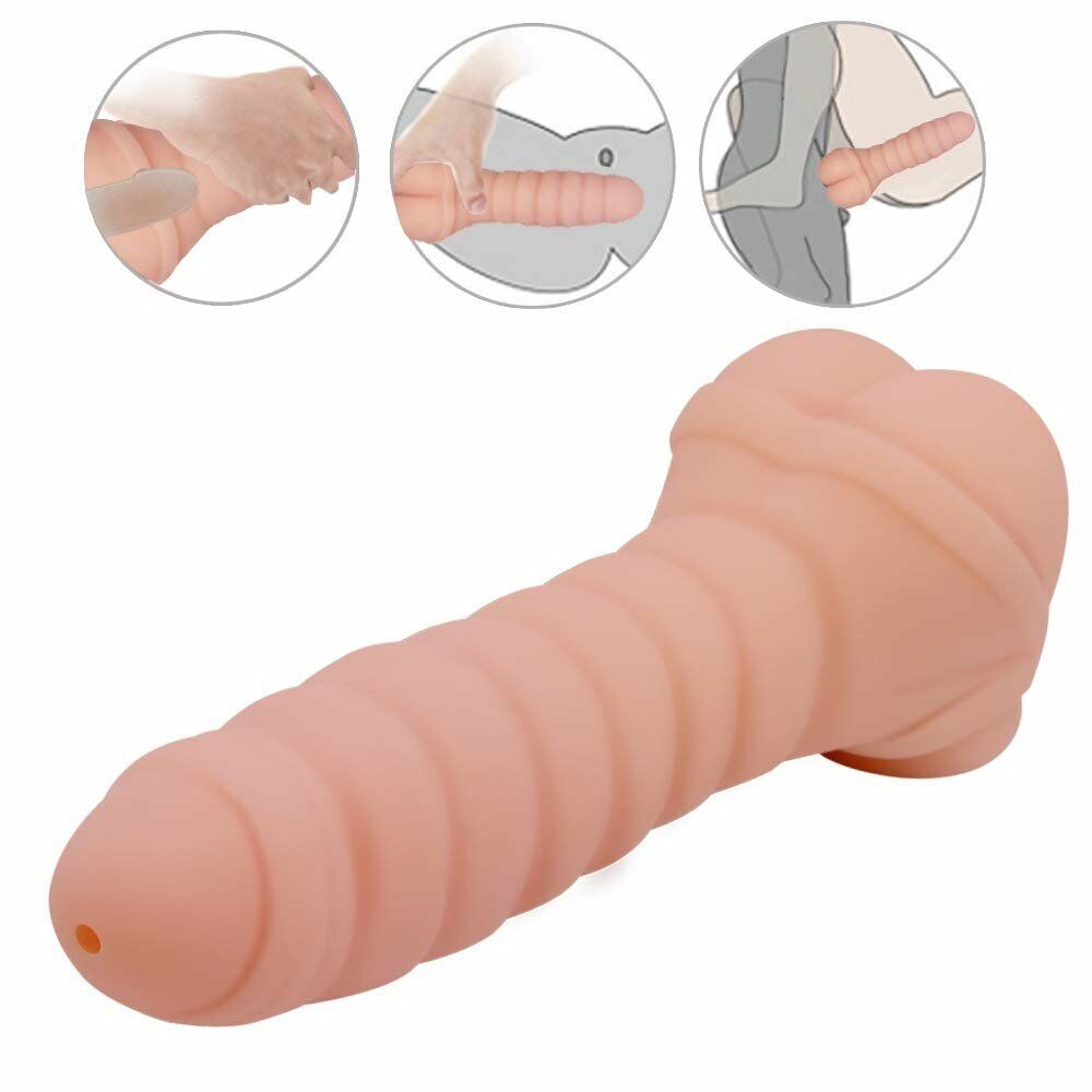 Realistic Male Penis Extension Cock Stroker Sleeve Masturbator Anal Sex Toy for