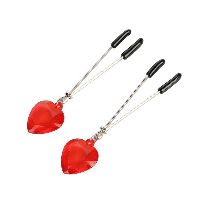Adjustable Heart Breast Nipple Clamps Labia Clit Clip Bondage Sex-toy for Couple