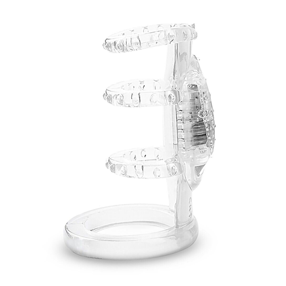 Clear Vibrating Power Cock Cage Penis Ring Sleeve Extension Girth Enhancer