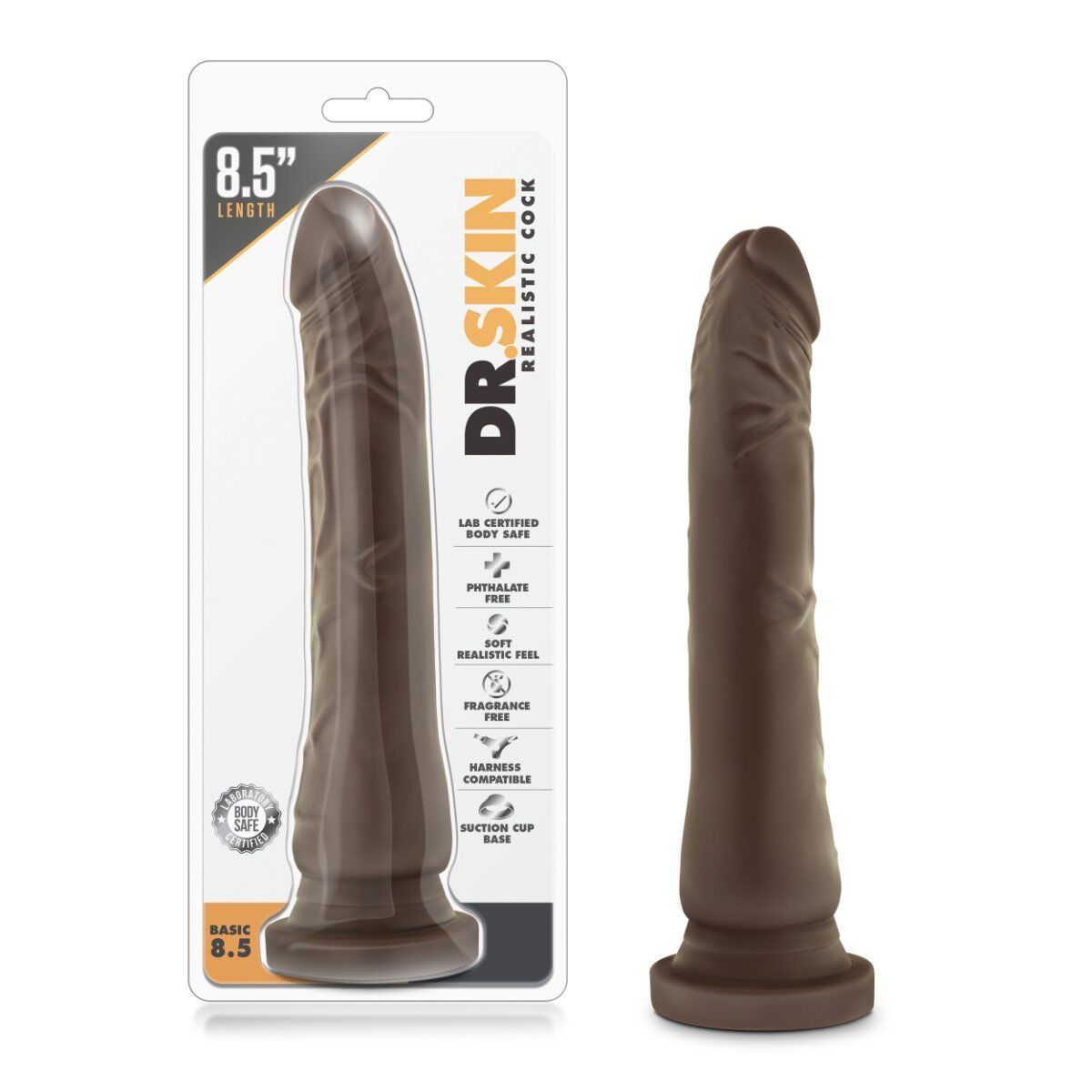 8.5" Bendable Flexible Black Realistic G-spot Anal Dildo DOng with Suction Cup