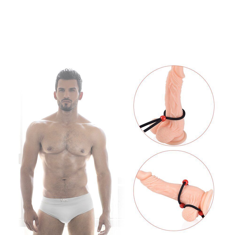Stretchy Adjustable Silicone Lasso Penis Cock Ring Set of 3 Male Enhancer