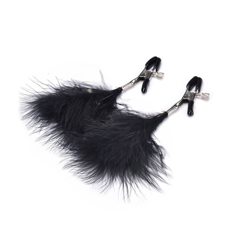 Adjustable Feathered Feather Nipple Clamps SM Bondage Sex Toys for Couples