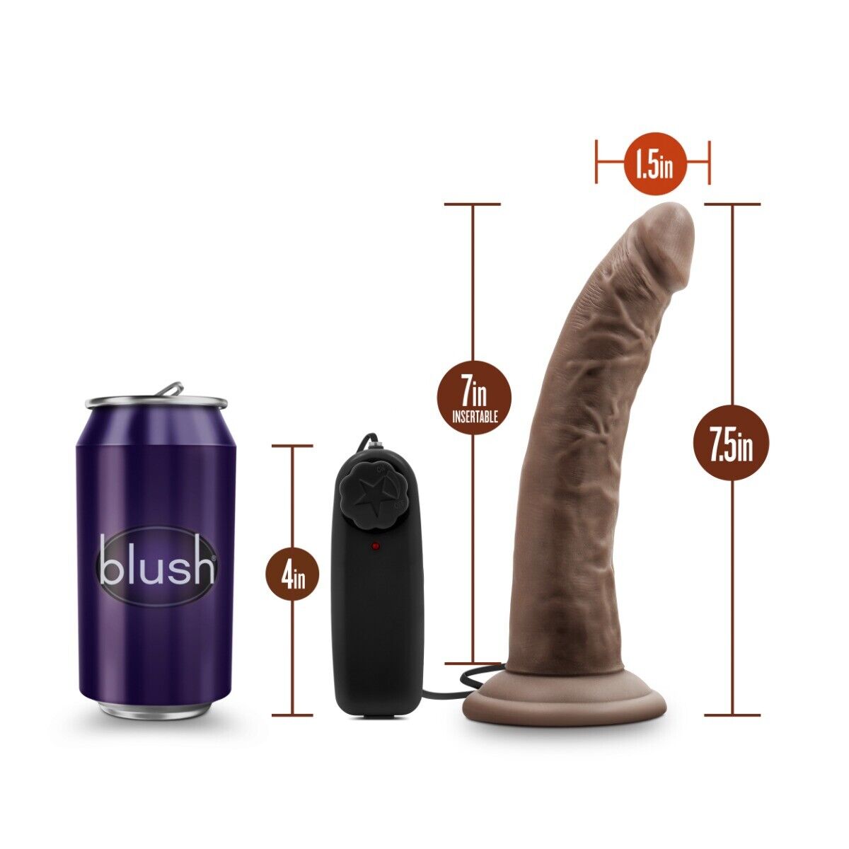 Vibrating 7" Black Realistic G-spot Anal Cock Dildo Strap-on Harness Compatible