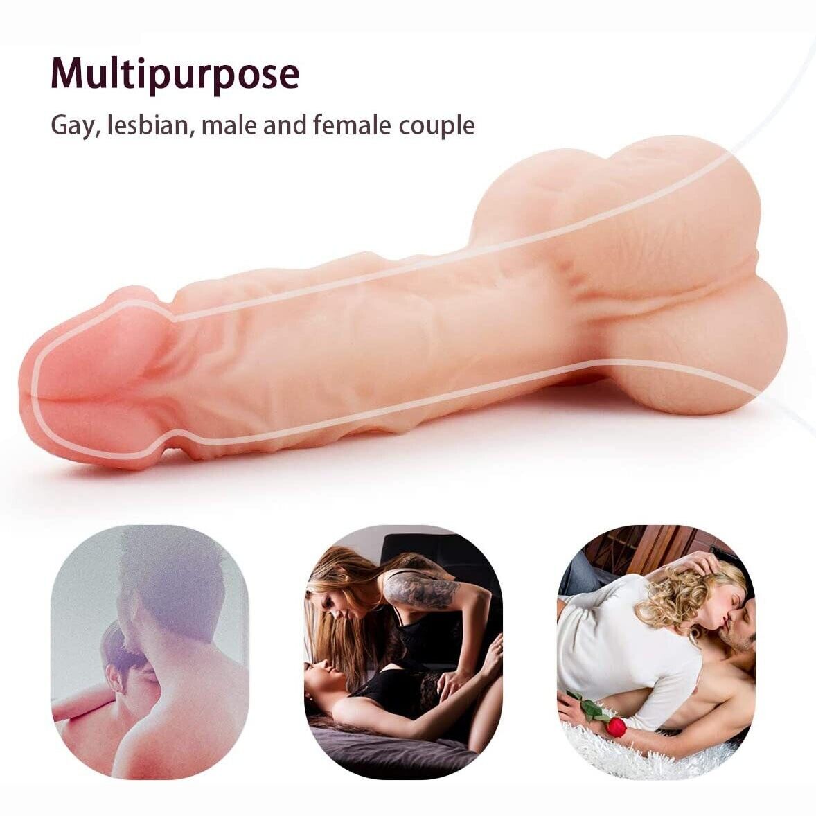 Realistic Vagina Pussy Male Masturbator Stroker Penis Extension Sleeve Sex Toys