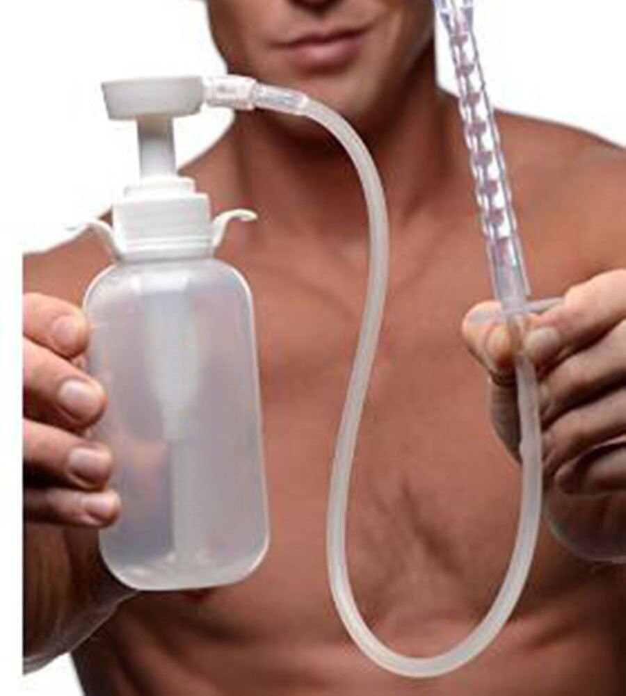 300ml Pump Action Douche Enema Bottle with Nozzle Vaginal Anal Cleaning
