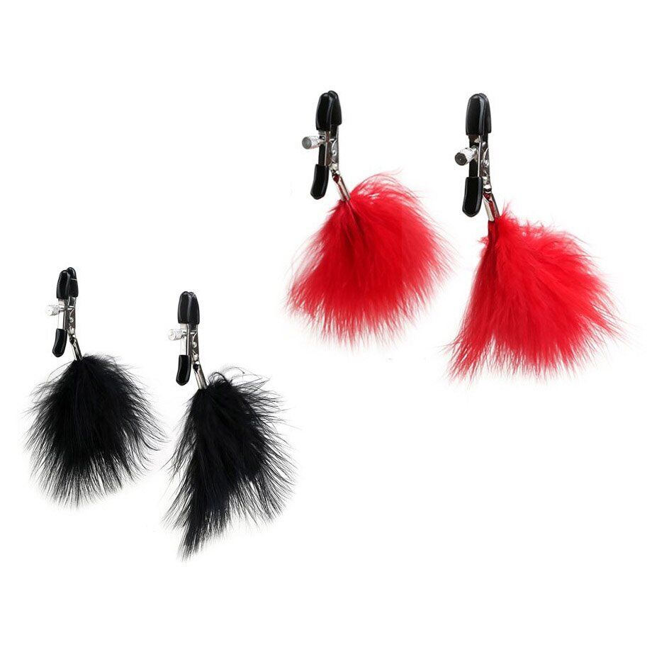 Adjustable Feathered Feather Nipple Clamps SM Bondage Sex Toys for Couples