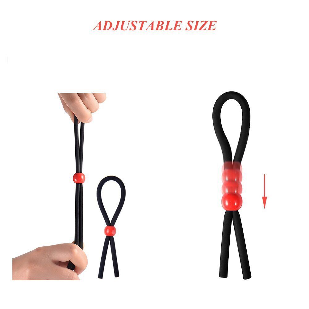 Stretchy Adjustable Silicone Lasso Penis Cock Ring Set of 3 Male Enhancer