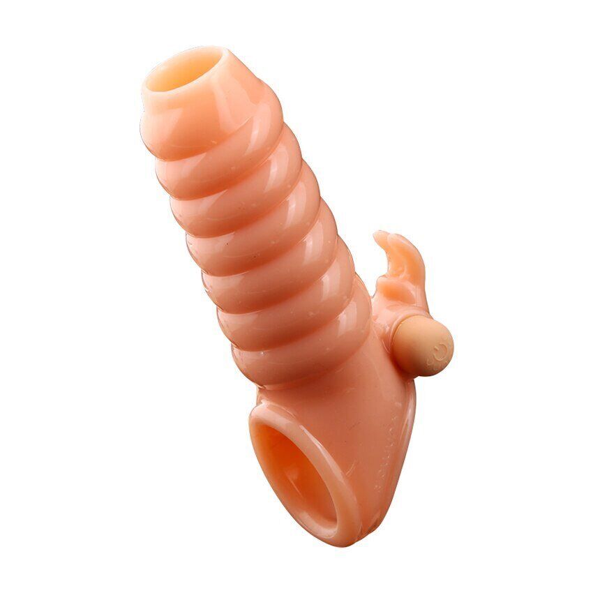 Vibrating Penis Enhancer Enlarger Sheath Extension Sleeve Sex-toy for Men Couple