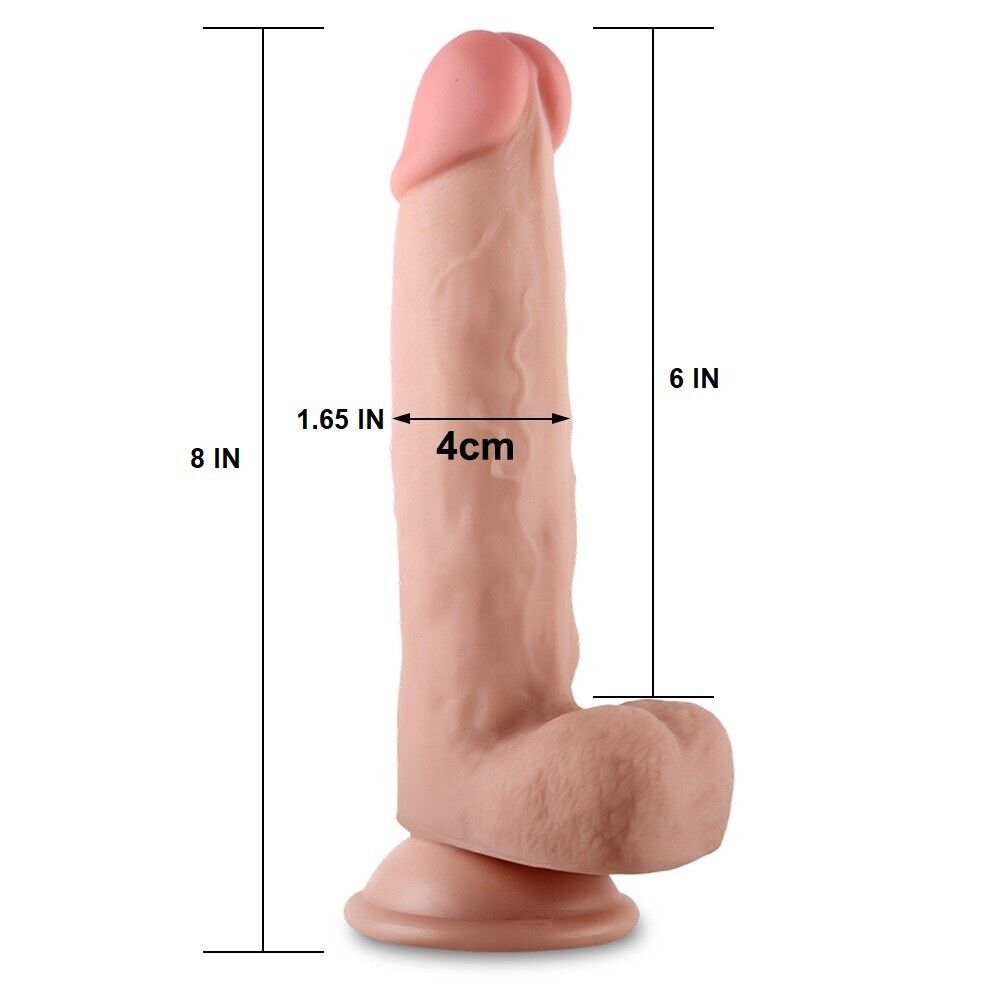 8" Bendable Realistic Soft Sliding Skin G-spot Anal Dildo Dong Suction Cup