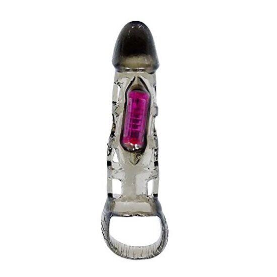Stretchy Vibrating Male Penis Extension Extender Sleeve Sheath Cock Cage for Men