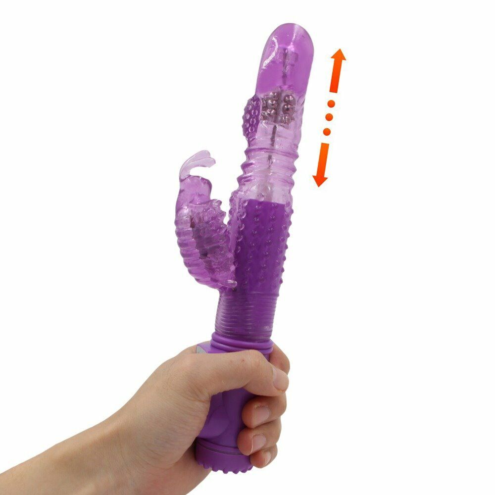 Thrusting Slim Slender Butterfly Clit G-spot Rabbit Vibrator Sex-toys for Women