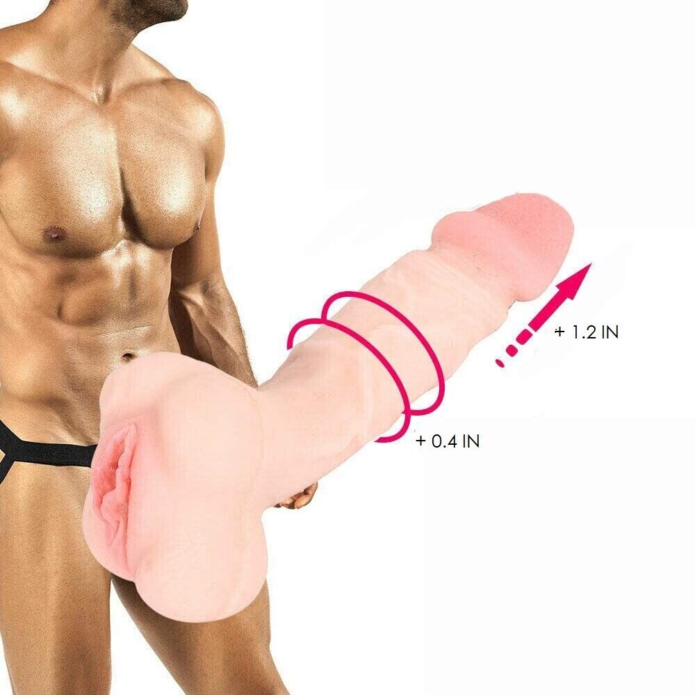 Realistic Vagina Pussy Male Masturbator Stroker Penis Extension Sleeve Sex Toys