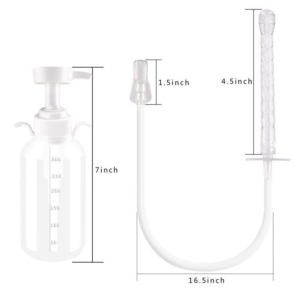 300ml Pump Action Douche Enema Bottle with Nozzle Vaginal Anal Cleaning