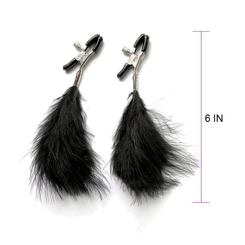 Adjustable Feathered Feather Nipple Clamps SM Bondage Sex Toys for Couples