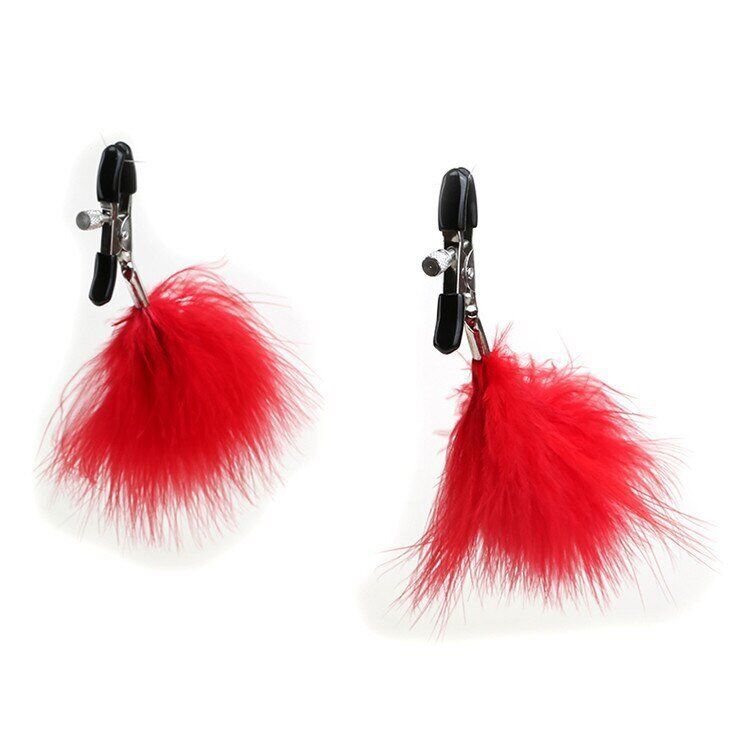 Adjustable Feathered Feather Nipple Clamps SM Bondage Sex Toys for Couples