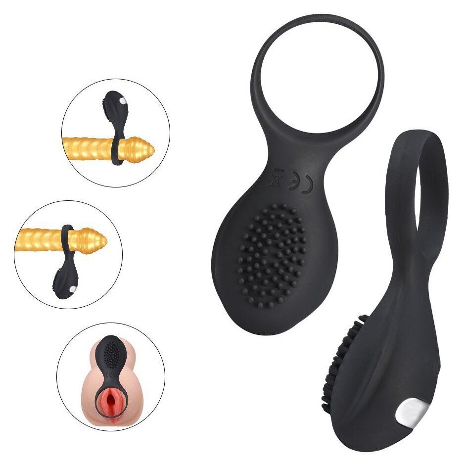 Rechargeable Silicone Clit Stimulator Penis Cock Ring Sex Toys for Men Couples
