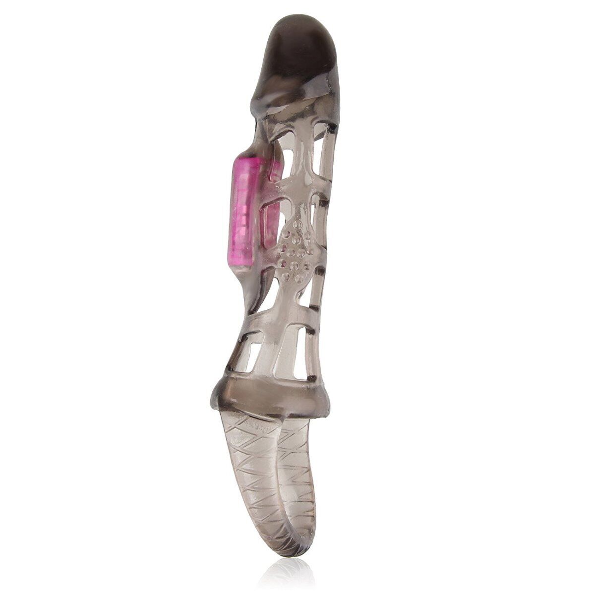 Stretchy Vibrating Male Penis Extension Extender Sleeve Sheath Cock Cage for Men