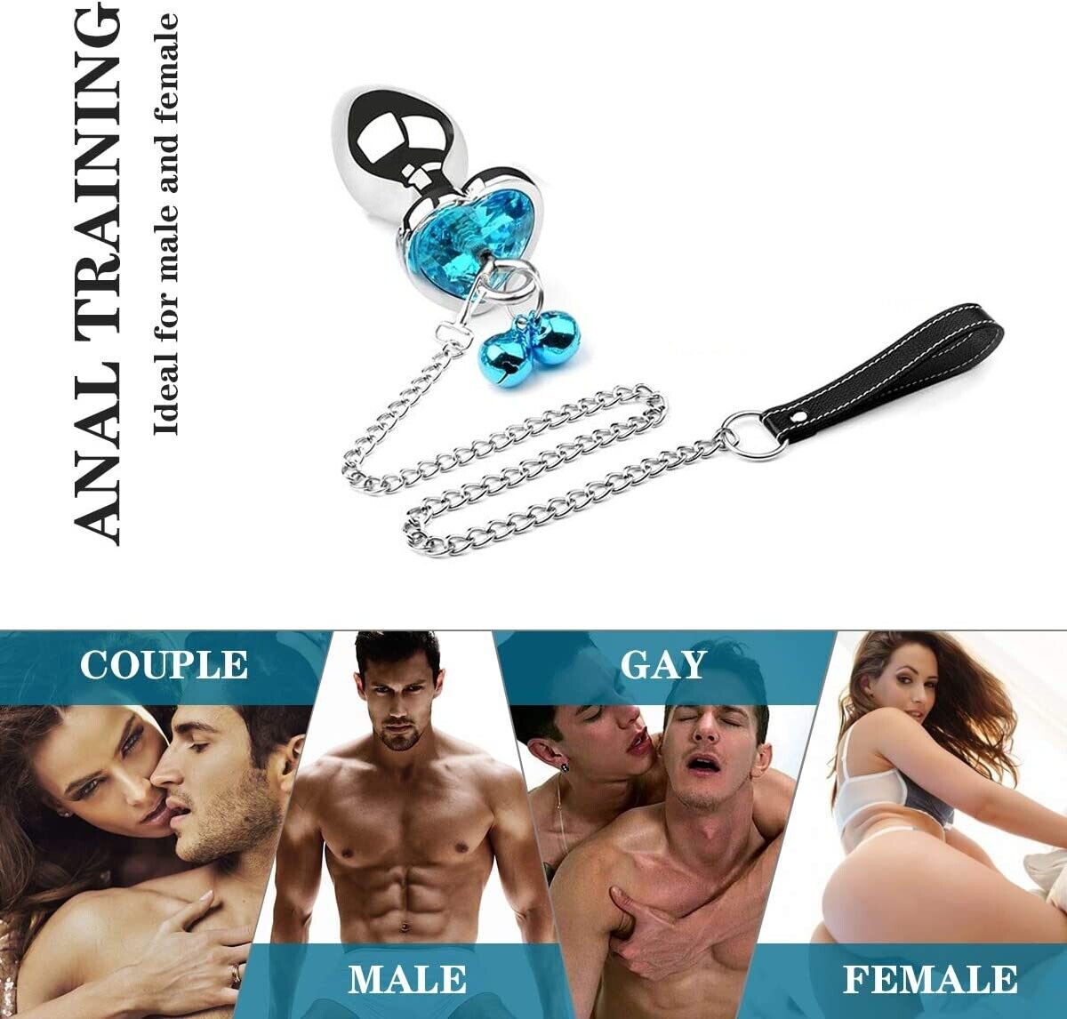 Metal Jewel Butt Plug Bells Chain Anal Trainer Sex Toys for Men Women Couples